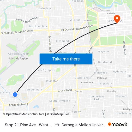 Stop 21 Pine Ave - West side to Carnegie Mellon University map