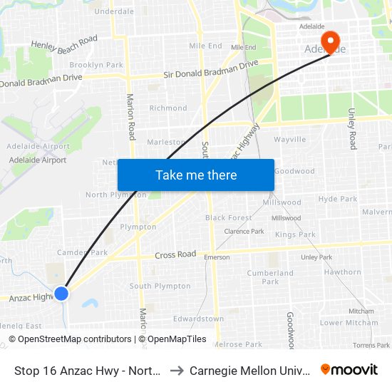 Stop 16 Anzac Hwy - North side to Carnegie Mellon University map