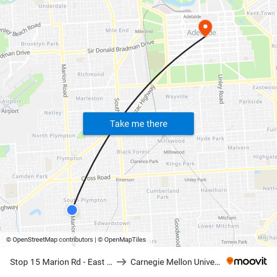 Stop 15 Marion Rd - East side to Carnegie Mellon University map