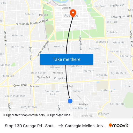 Stop 13D Grange Rd - South side to Carnegie Mellon University map