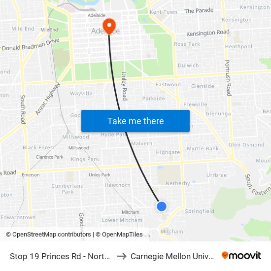 Stop 19 Princes Rd - North side to Carnegie Mellon University map
