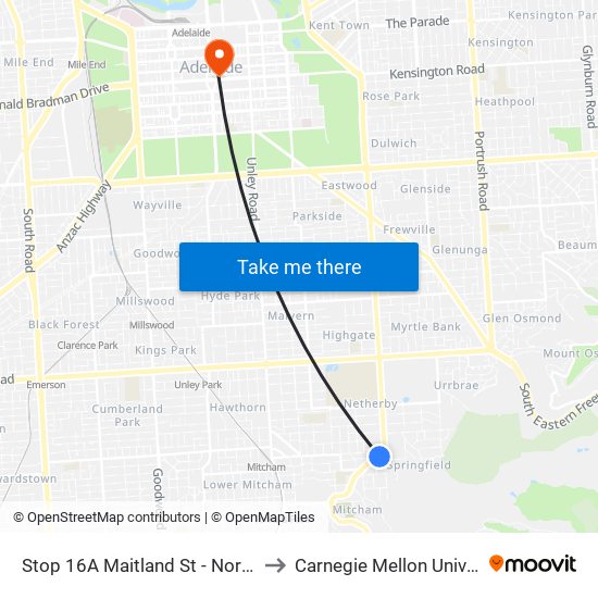 Stop 16A Maitland St - North side to Carnegie Mellon University map