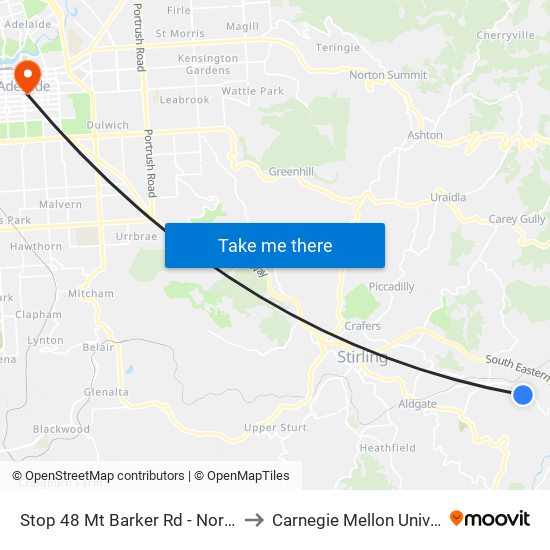 Stop 48 Mt Barker Rd - North side to Carnegie Mellon University map