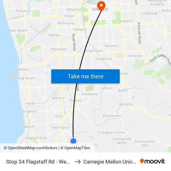 Stop 34 Flagstaff Rd - West side to Carnegie Mellon University map