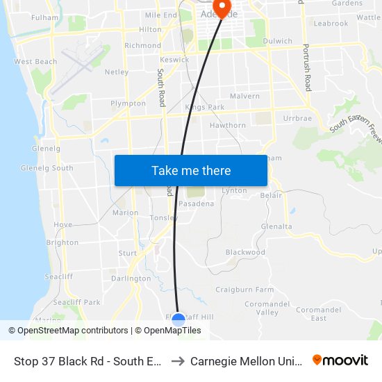 Stop 37 Black Rd - South East side to Carnegie Mellon University map