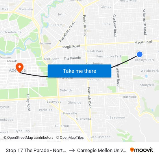 Stop 17 The Parade - North side to Carnegie Mellon University map