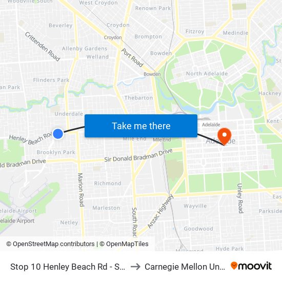 Stop 10 Henley Beach Rd - South side to Carnegie Mellon University map
