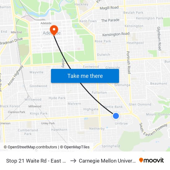 Stop 21 Waite Rd - East side to Carnegie Mellon University map