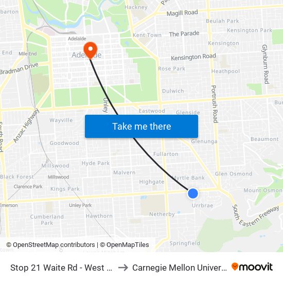 Stop 21 Waite Rd - West side to Carnegie Mellon University map