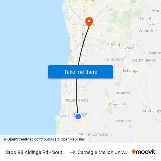 Stop 98 Aldinga Rd - South side to Carnegie Mellon University map