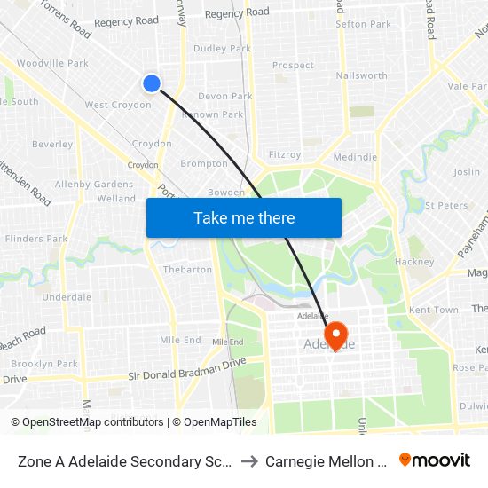 Zone A Adelaide Secondary School of English to Carnegie Mellon University map