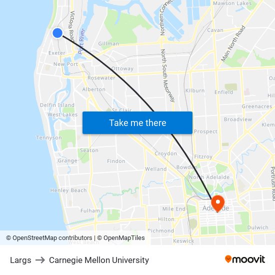 Largs to Carnegie Mellon University map