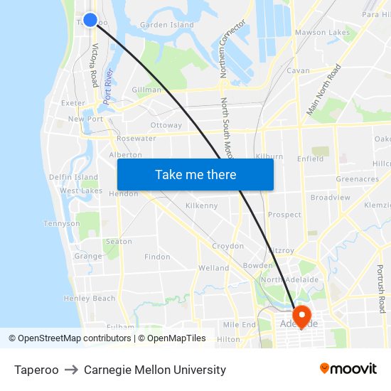 Taperoo to Carnegie Mellon University map