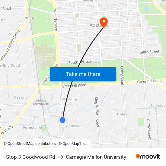 Stop 3 Goodwood Rd to Carnegie Mellon University map