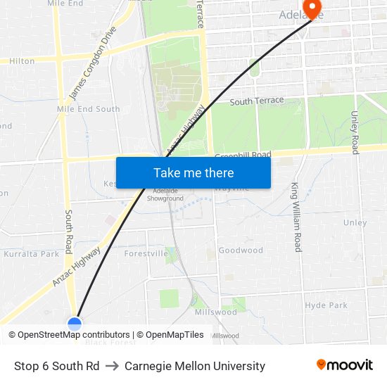 Stop 6 South Rd to Carnegie Mellon University map