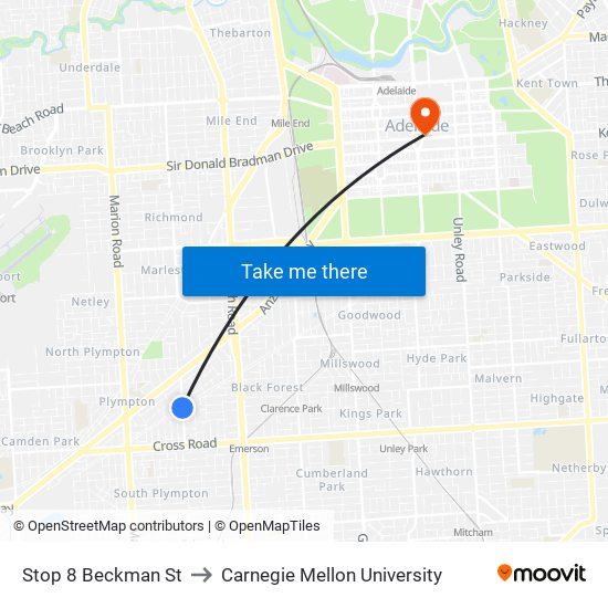 Stop 8 Beckman St to Carnegie Mellon University map