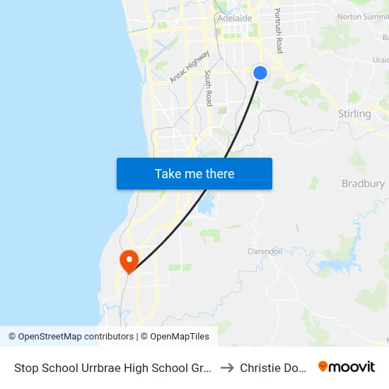Stop School Urrbrae High School Grounds to Christie Downs map