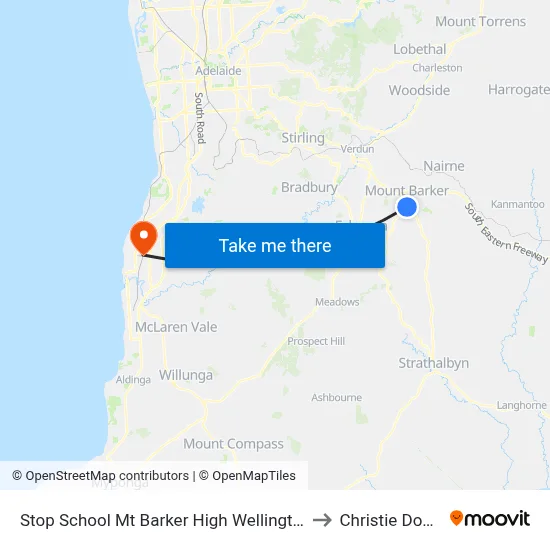 Stop School Mt Barker High Wellington Rd to Christie Downs map