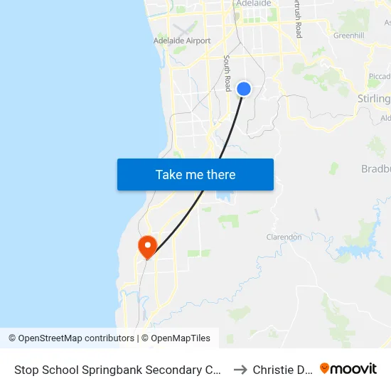 Stop School Springbank Secondary College Daws Rd to Christie Downs map
