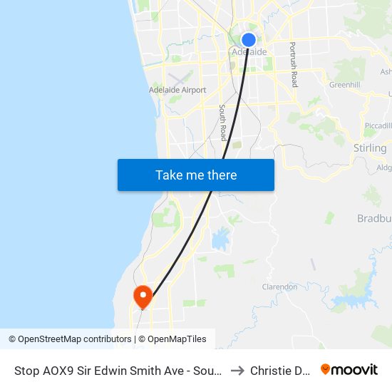 Stop AOX9 Sir Edwin Smith Ave - South East side to Christie Downs map