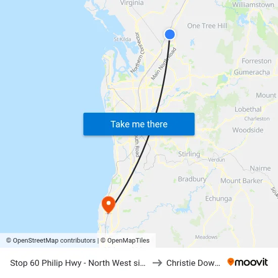 Stop 60 Philip Hwy - North West side to Christie Downs map