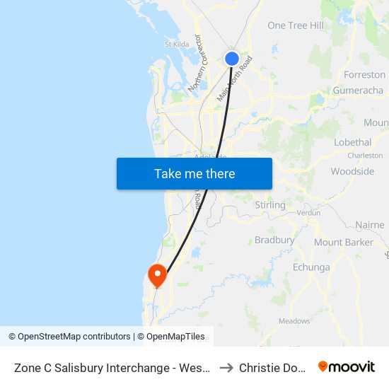 Zone C Salisbury Interchange - West Side to Christie Downs map