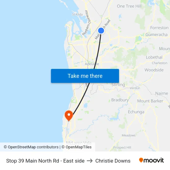Stop 39 Main North Rd - East side to Christie Downs map