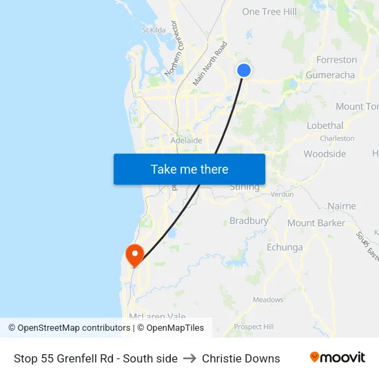 Stop 55 Grenfell Rd - South side to Christie Downs map