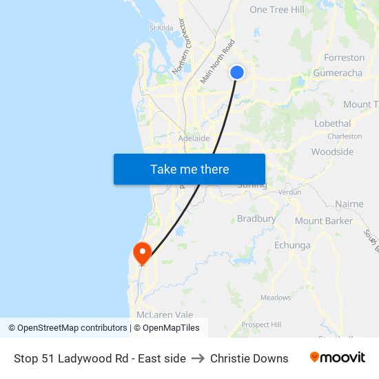 Stop 51 Ladywood Rd - East side to Christie Downs map