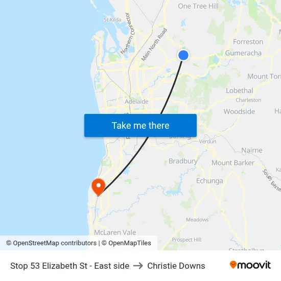 Stop 53 Elizabeth St - East side to Christie Downs map