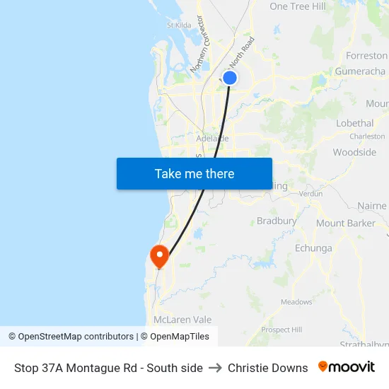 Stop 37A Montague Rd - South side to Christie Downs map