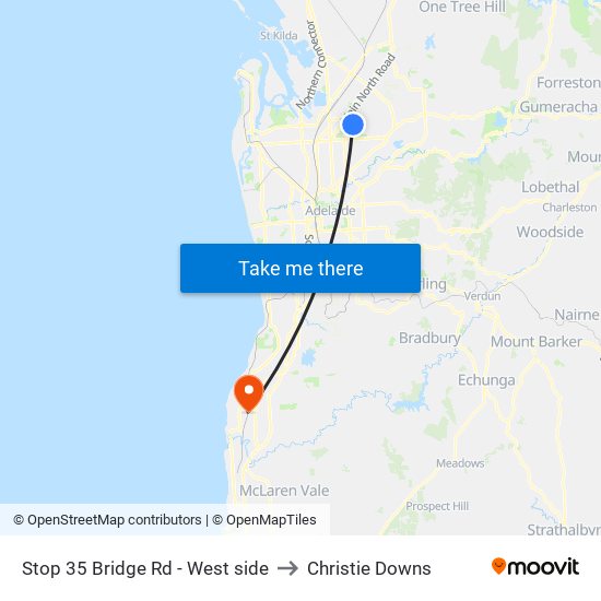 Stop 35 Bridge Rd - West side to Christie Downs map