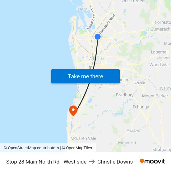 Stop 28 Main North Rd - West side to Christie Downs map
