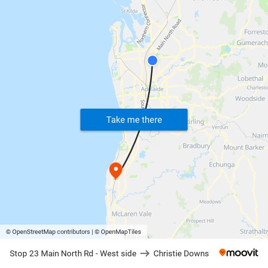 Stop 23 Main North Rd - West side to Christie Downs map