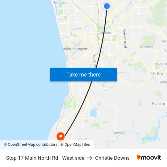 Stop 17 Main North Rd - West side to Christie Downs map