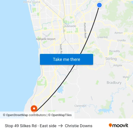 Stop 49 Silkes Rd - East side to Christie Downs map