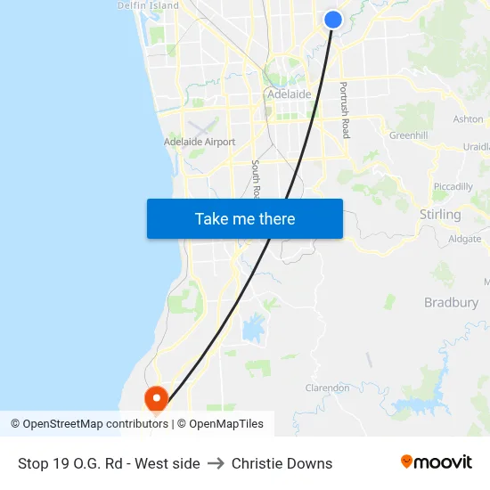Stop 19 O.G. Rd - West side to Christie Downs map