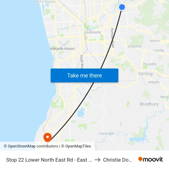 Stop 22 Lower North East Rd - East side to Christie Downs map