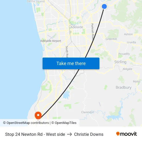 Stop 24 Newton Rd - West side to Christie Downs map