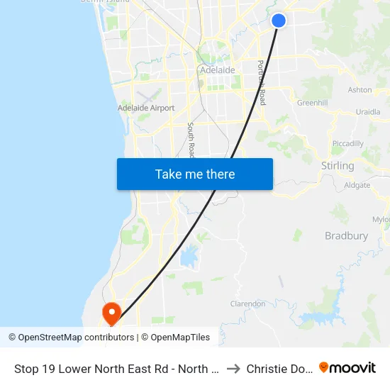 Stop 19 Lower North East Rd - North West side to Christie Downs map