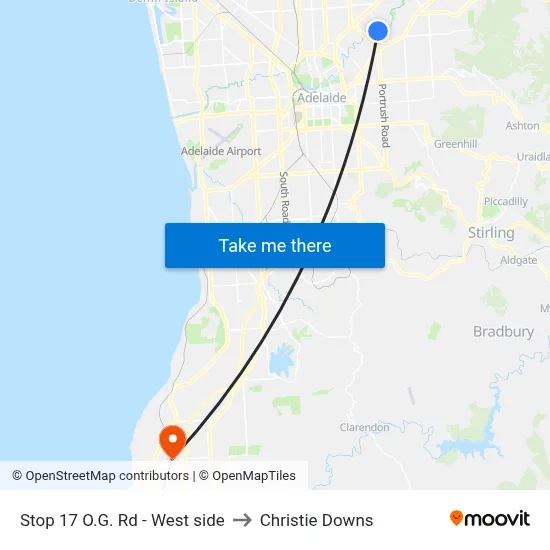 Stop 17 O.G. Rd - West side to Christie Downs map