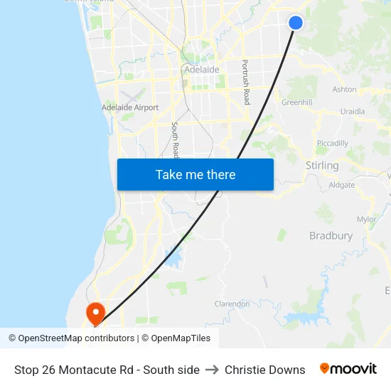 Stop 26 Montacute Rd - South side to Christie Downs map