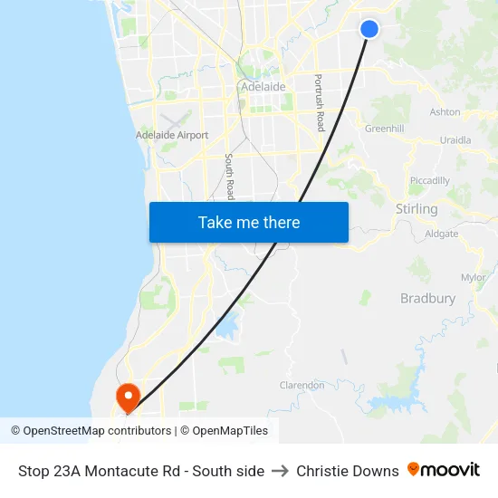 Stop 23A Montacute Rd - South side to Christie Downs map