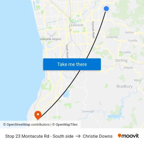 Stop 23 Montacute Rd - South side to Christie Downs map