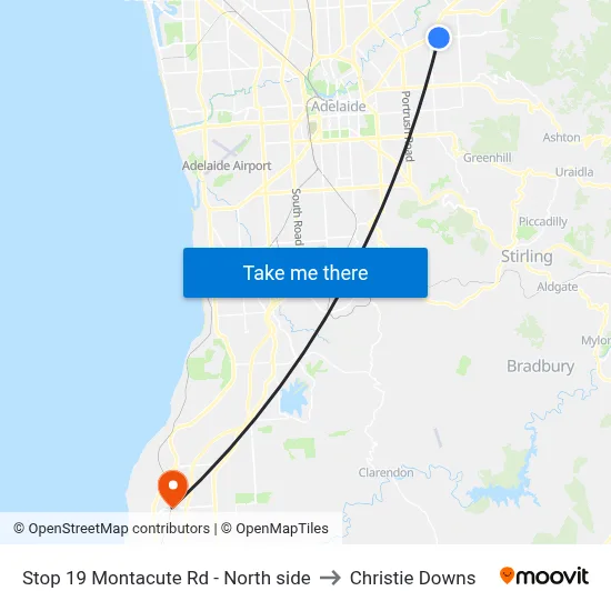 Stop 19 Montacute Rd - North side to Christie Downs map