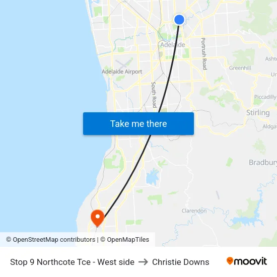 Stop 9 Northcote Tce - West side to Christie Downs map