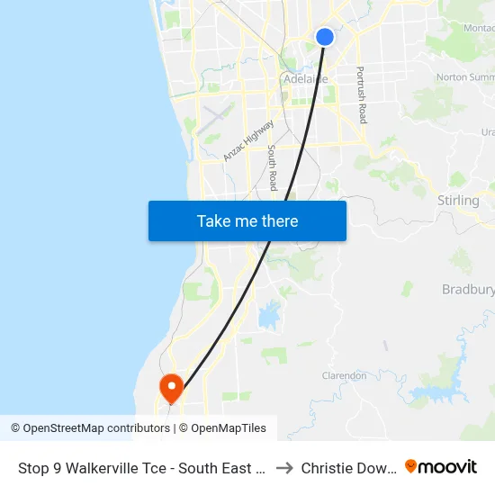 Stop 9 Walkerville Tce - South East side to Christie Downs map