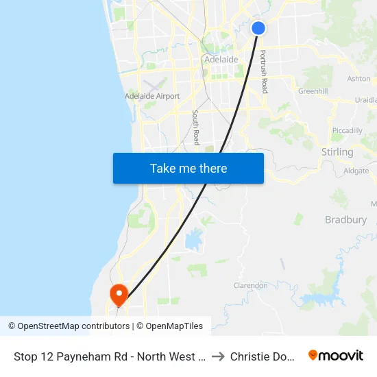 Stop 12 Payneham Rd - North West side to Christie Downs map