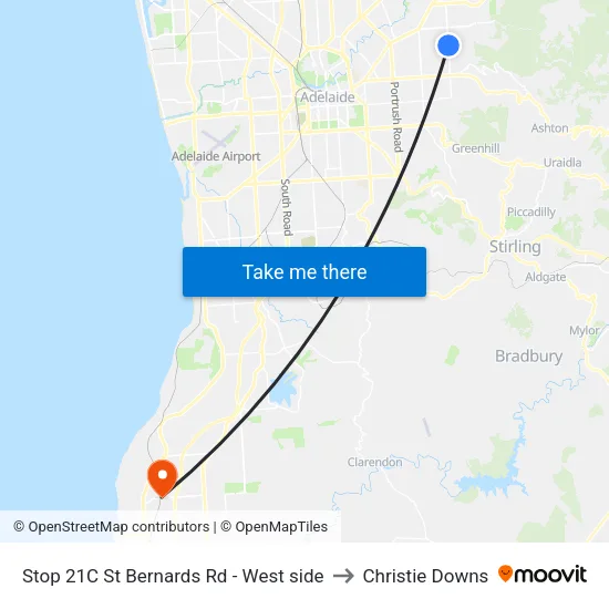 Stop 21C St Bernards Rd - West side to Christie Downs map