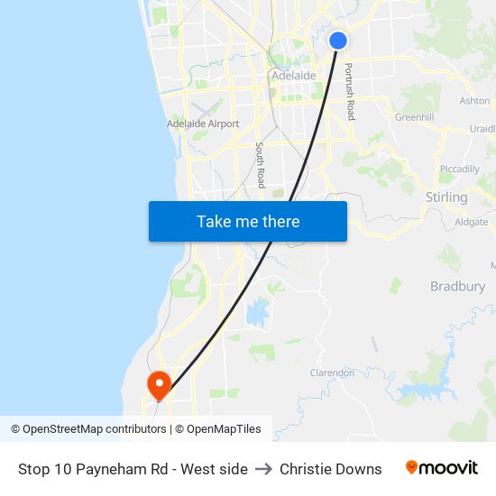 Stop 10 Payneham Rd - West side to Christie Downs map